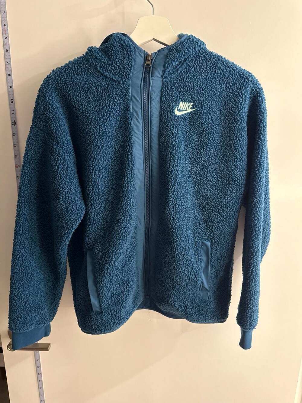 Nike Sweatshirt Boys XL Blue Hooded Full Zip Sherpa Sportswear Fleece Big Kid